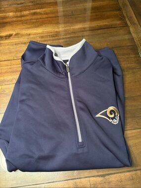 NFL Men's Navy Blue Quarter-Zip Pullover with Rams Logo